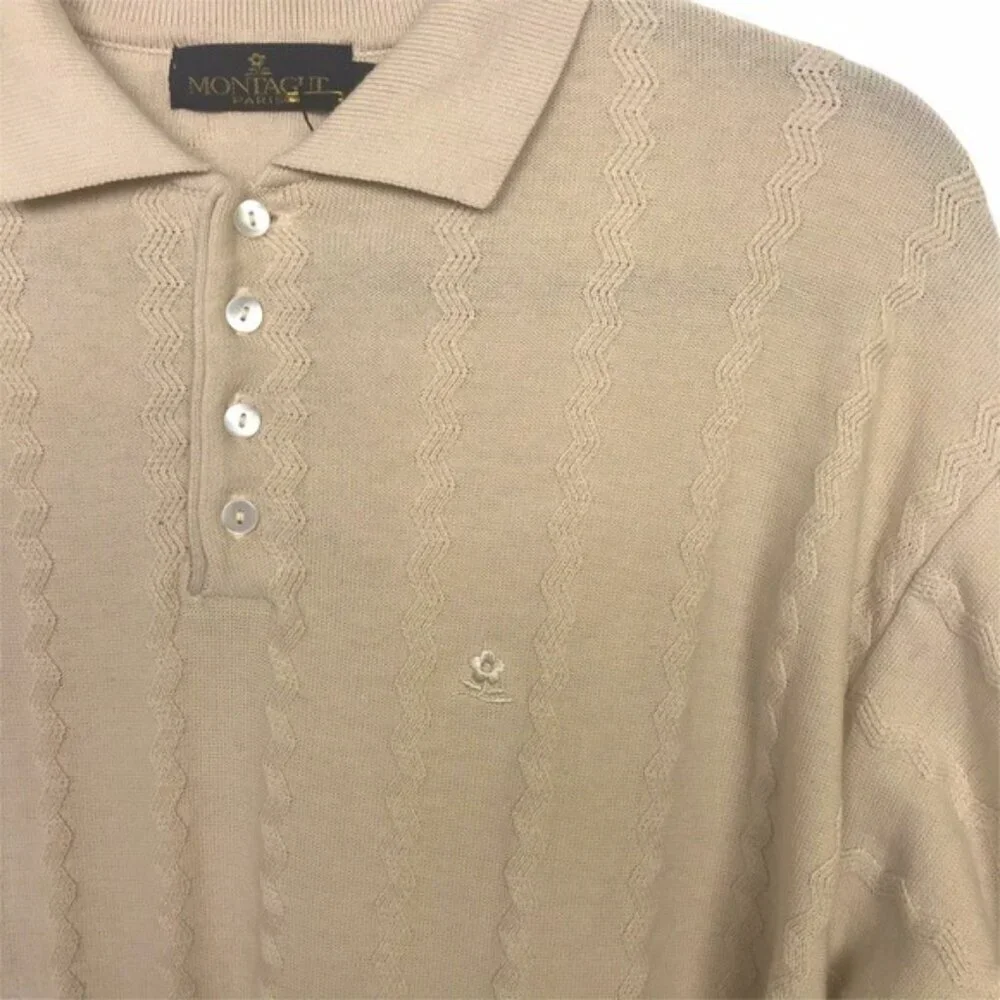 Montagut Paris Beige Cotton Polo Sweater Approx XXL